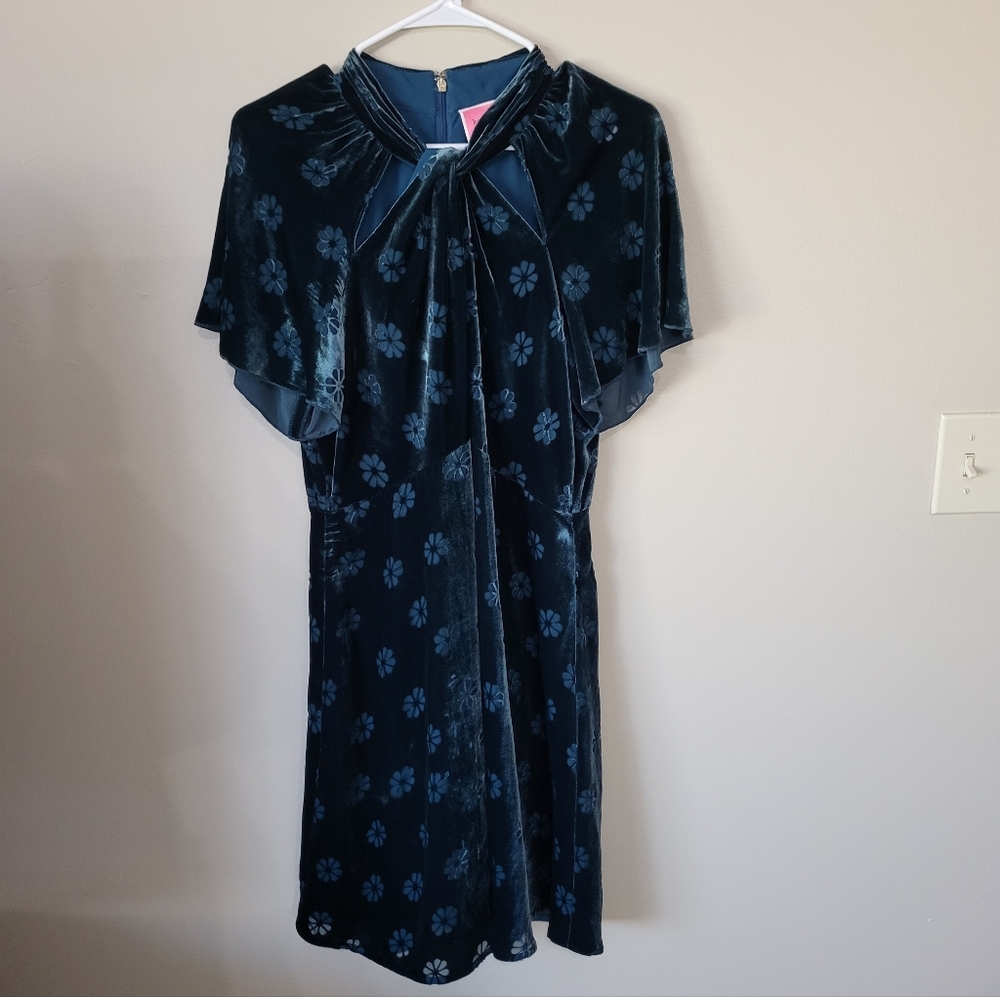 Green Floral Embossed Velvet Kate Spade Dress Size 10